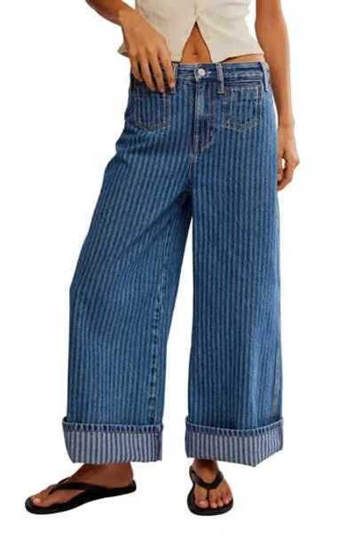 FREE PEOPLE FREE PEOPLE BRETTE STRIPE HIGH WAIST CROP WIDE LEG JEANS