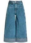 Free People Brette Striped Cropped Wide-leg Jeans