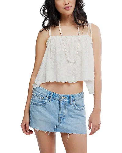 Free People Briana Textured Flower Crop Camisole In White