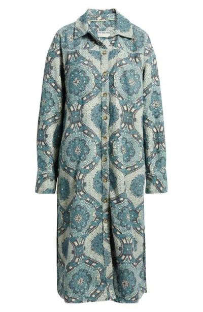 Free People Brick Lane Jacquard Long Sleeve Shirtdress In Gray