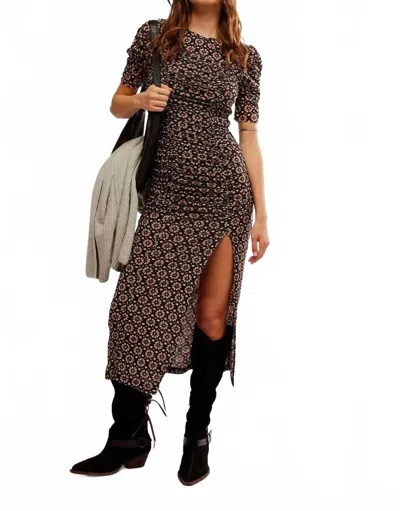 Free People Briella Midi Dress In Black Combo In Brown
