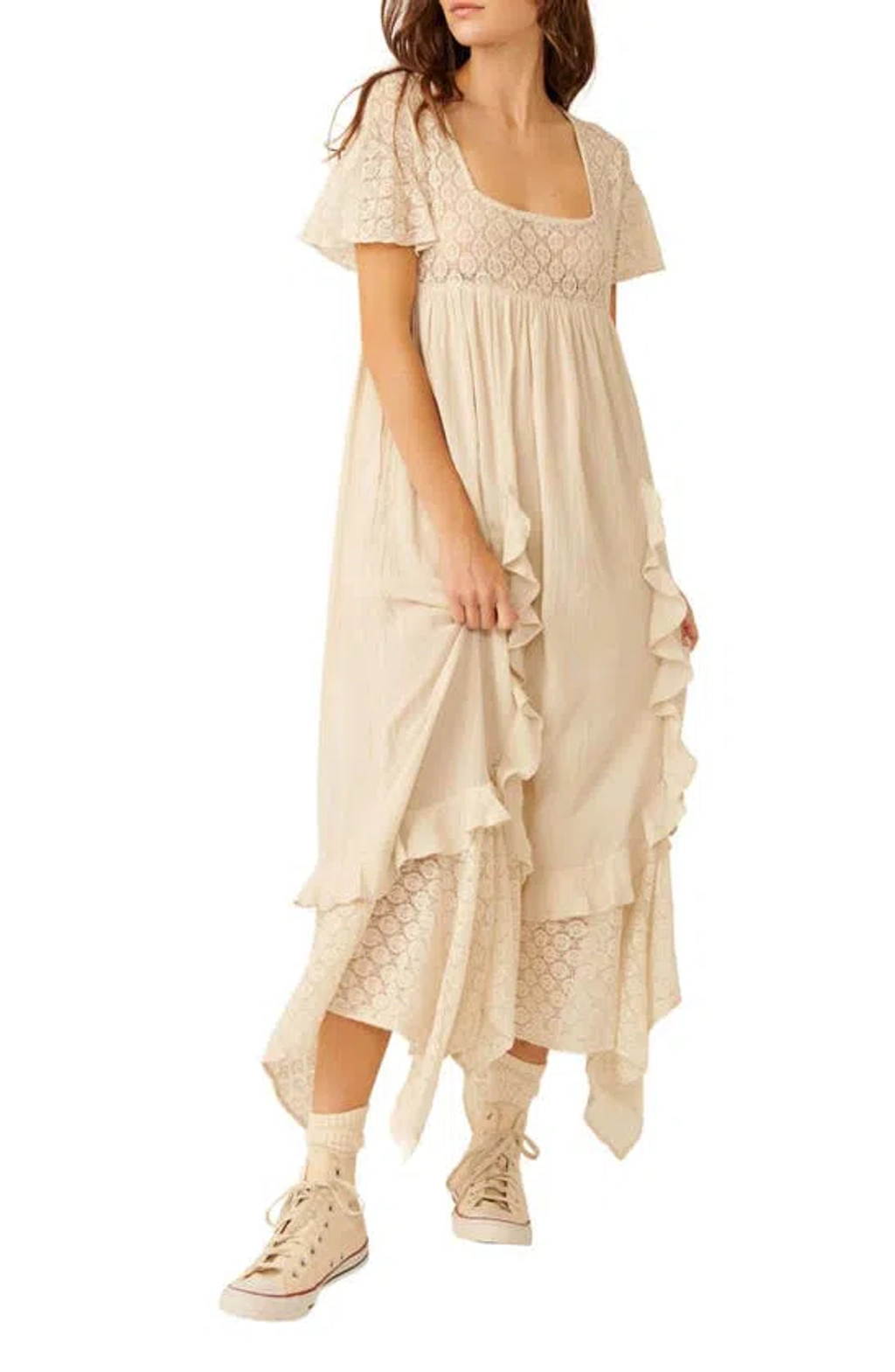 Free People Bring The Romance Handkerchief Hem Maxi Dress In Harbor Fog |  ModeSens