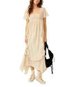 Free People Bring The Romance Handkerchief Hem Maxi Dress In Harbor Fog