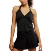 Free People Brooke Lace Trim Halter Top In Black
