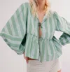 Free People Brunch Babe Blouse In White Spruce Combo