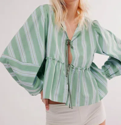 Free People Brunch Babe Blouse In White Spruce Combo In Multi