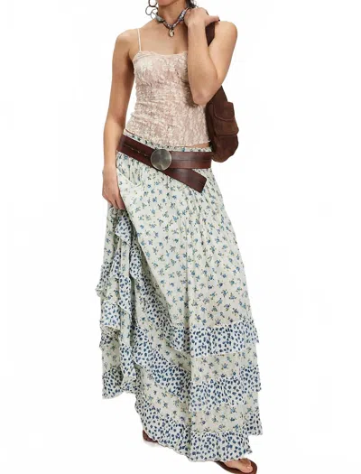 Free People Brynn Printed Maxi Skirt In White