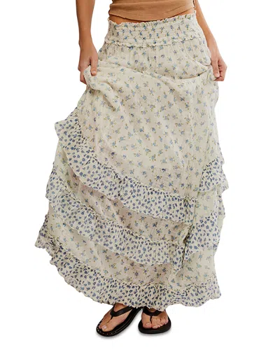 Free People Brynn Printed Maxi Skirt In Ivory Combo- Ditsy