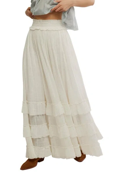 Free People Brynn Tiered Cotton Blend Maxi Skirt In White