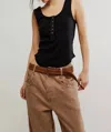 Free People Bryson Henley Tank Top In Black