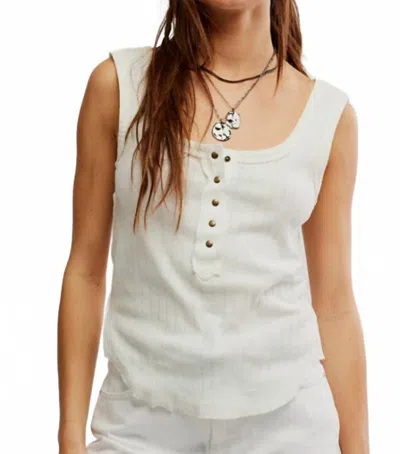Free People Bryson Henley Top In Clean Ivory In White
