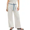 Free People Buckle Belt Cotton Wide Leg Pants In White