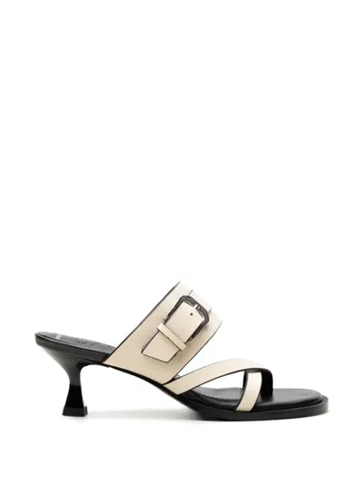Free People Buckle-detail Leather Sandals In White