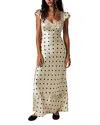 Free People Butterfly Babe Polka Dot Cutout Maxi Dress In Tea Combo