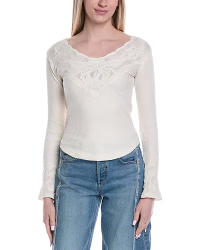 Free People Butterfly Cuff Thermal Top In White