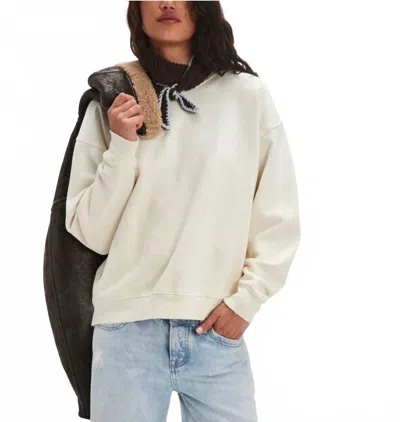 Free People Butterfly Patchwork Crewneck Sweatshirt In Indigo/ivovry In Brown