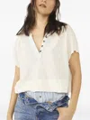 Free People Button V-neck Blouse In Neutral