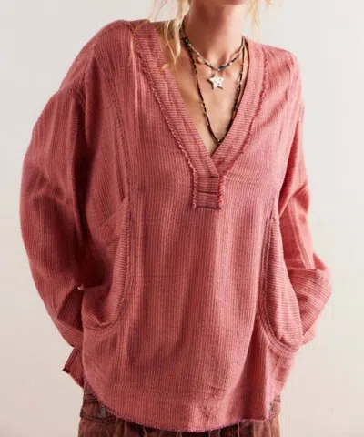 Free People By The Shore Shirt In Wine Combo In Purple