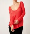 FREE PEOPLE CABIN FEVER TOP IN RED POP