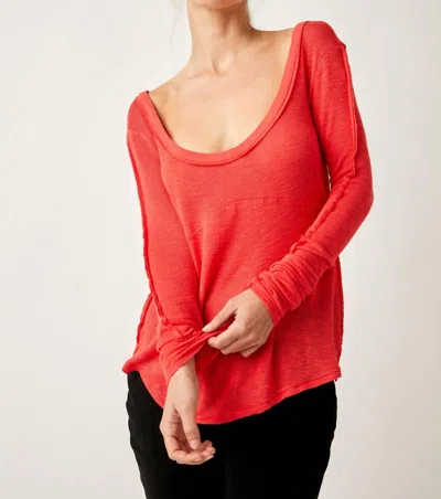 Free People Cabin Fever Top In Red Pop In Multi