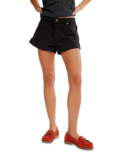 Free People Cali Cuffed Denim Shorts In Black
