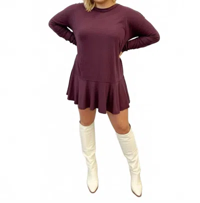 Free People Calie Long Sleeve Tee In Grape In Burgundy