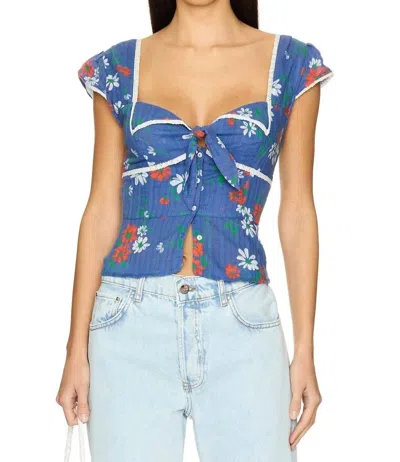 Free People Call Me Baby Blouse In Blue Quartz