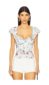 Free People Call Me Baby Cap Sleeve Button-up Shirt In White