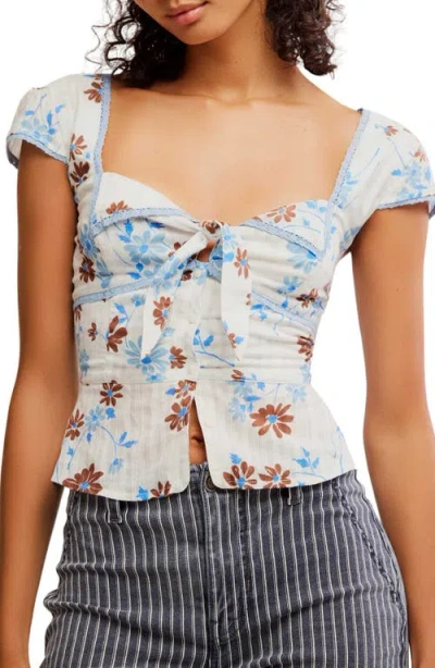 FREE PEOPLE FREE PEOPLE CALL ME BABY CAP SLEEVE BUTTON-UP SHIRT