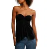 Free People Call Me Later Split Front Strapless Top In Black