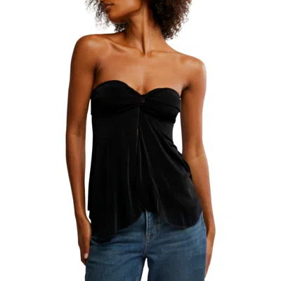 Free People Call Me Later Split Front Strapless Top In Black
