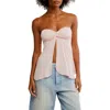 Free People Call Me Later Split Front Strapless Top In Pink