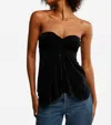Free People Call Me Later Split Front Strapless Top In Black