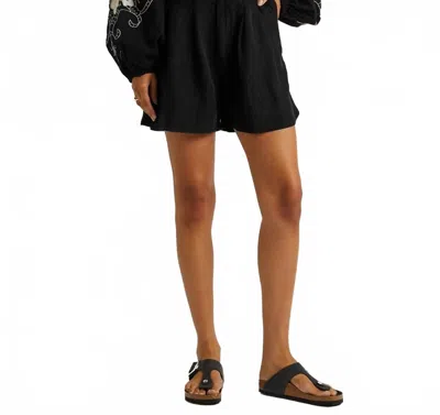 Free People Calla Linen-blend Trouser Shorts In Washed Black