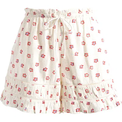 Free People Cambridge Floral Ruffle Shorts In Ivory Combo