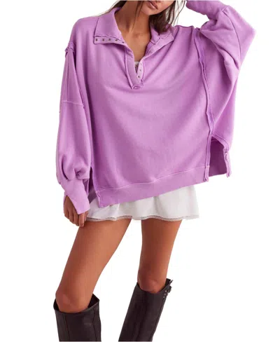 Free People Camden Henley Sweatshirt In Bubble Tea
