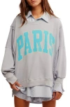 Free People Graphic Camden Long Sleeve Tee In Stone Combo Paris In Gray