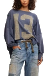 Free People Camden Oversize Graphic Sweatshirt In Navy Combo