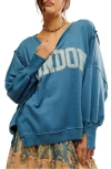 Free People Camden Oversize Graphic Sweatshirt In Navy Combo London
