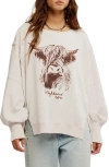 Free People Camden Oversize Graphic Sweatshirt In White