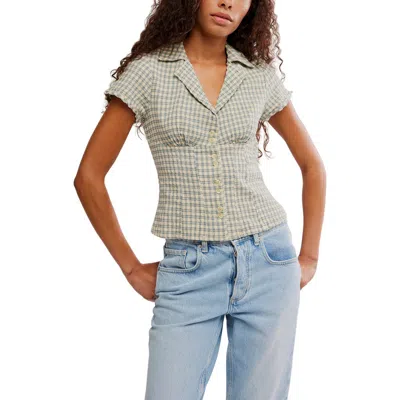 Free People Fitted Short Sleeve Blouse In Multi