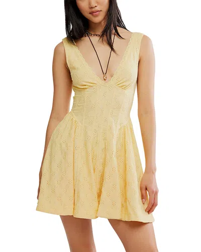 Free People Can't Help It Eyelet Embroidered Minidress In Yellow
