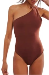 Free People Can't Stop Me One-shoulder Bodysuit In Chocolate