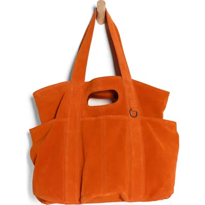 Free People Caravan Suede Tote In Red Orange
