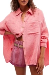 Free People Cardiff Cotton Gauze Button-up Shirt In Pinky Promise