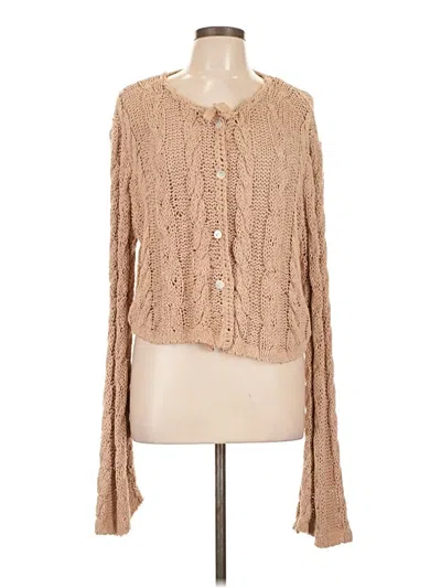 Pre-owned Free People Cardigan Sweater In Tan
