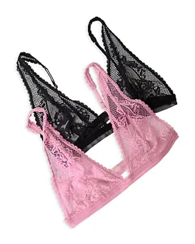 Free People Care Fp Reya Bralette, Pack Of 2 In Pink/black