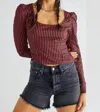 Free People Caroline Vintage Stripe Top In Red/black In Multi