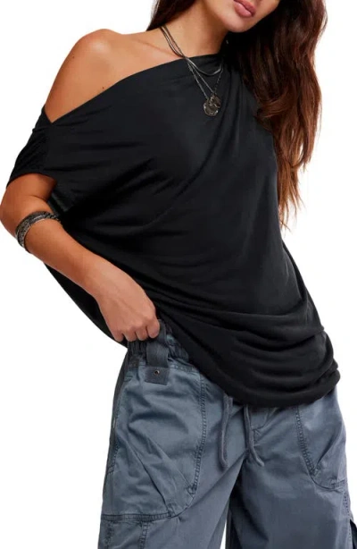 Free People Cascadia One-shoulder Tunic Top In Black