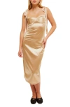 Free People Casino Got Glam Tie Strap Satin Midi Dress In Latte